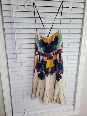 Free People Cream Mini Dress with Multicolor Floral Print